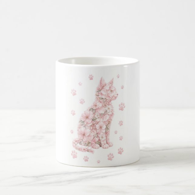 Mug Silhouette de chat floral (Centre)
