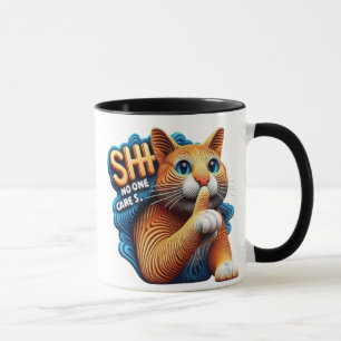 Mug Silhouette De Chat Majestueuse Avec Shhh Personne 
