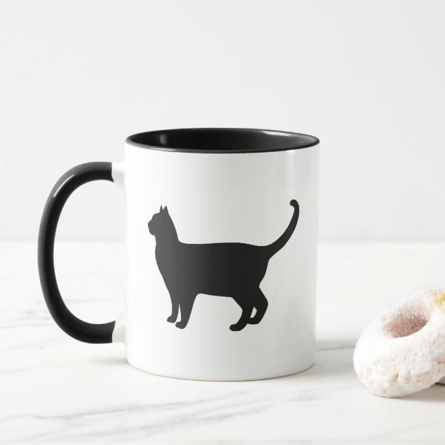 Mug Silhouette de chat mignon (Avec donut)