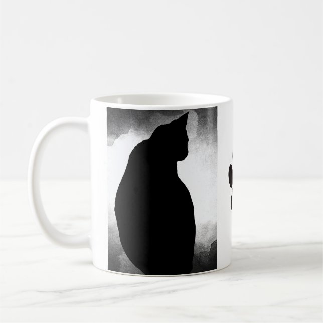 Mug Silhouette de chat noir avec Paw (Gauche)