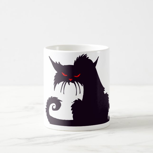 Mug Silhouette de chat noir maléfique aux yeux rouges (Centre)