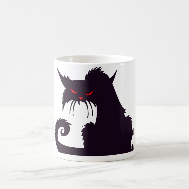 Mug Silhouette de chat noir malin avec yeux rouges (Centre)