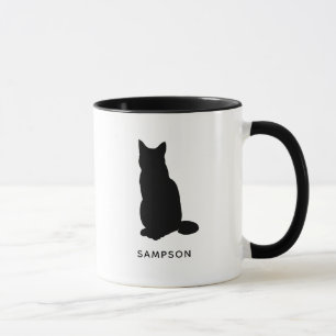 Mug silhouette de chat nom personnalisé
