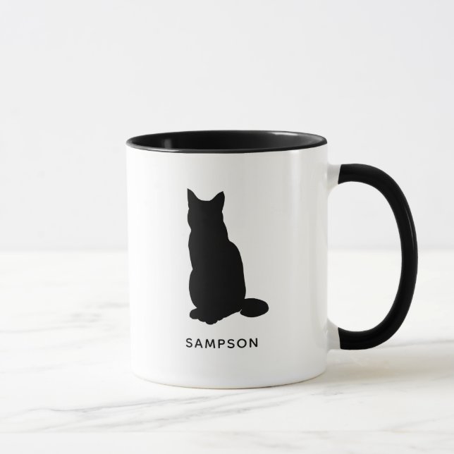 Mug silhouette de chat nom personnalisé (Droite)