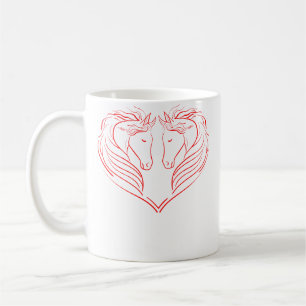 Mug Silhouette de cheval Amour de cheval Cœur Chevauch