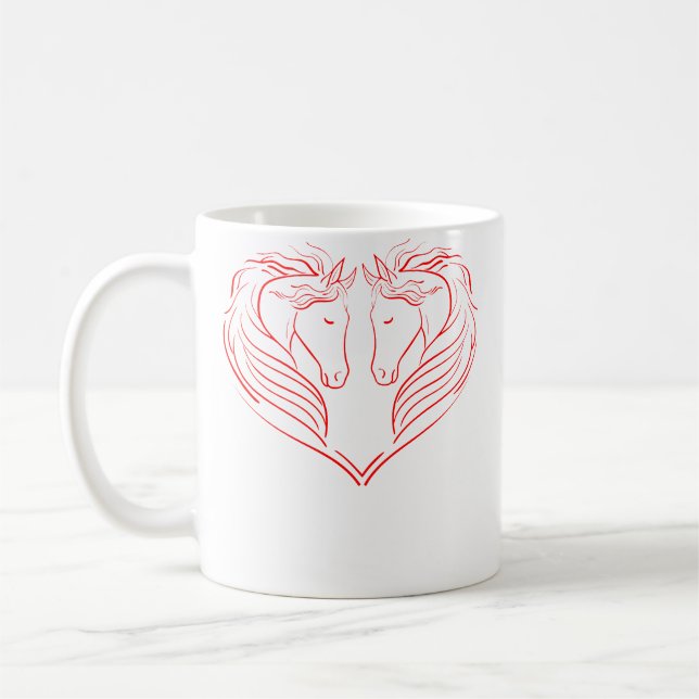 Mug Silhouette de cheval Amour de cheval Cœur Chevauch (Gauche)
