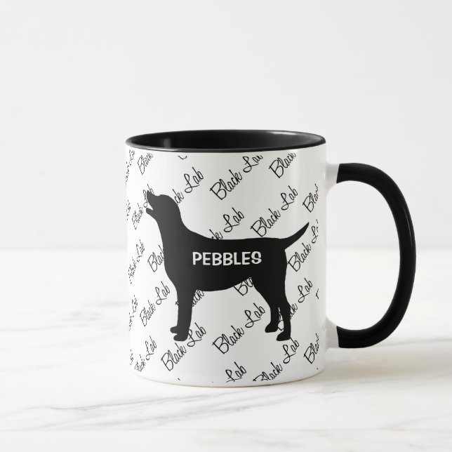 Mug Silhouette de chien de laboratoire noir sur mesure (Droite)