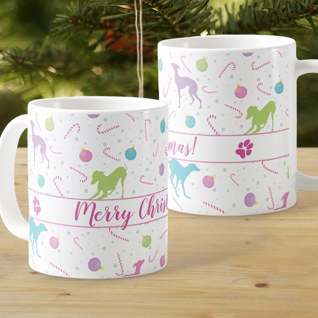 Mug silhouette de chien gris italien motif de Noël (Créateur téléchargé)