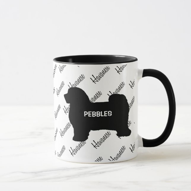 Mug Silhouette de chien Havanais PERSONNALISÉ (Droite)
