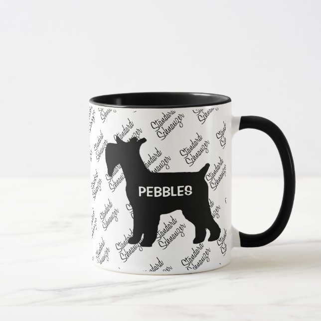 Mug Silhouette de chien standard Schnauzer sur mesure (Droite)