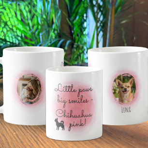 Mug Silhouette de Chihuahua Rose Pastel sur Photo Pers