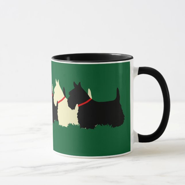 Mug Silhouette de cœur de Terrier écossais noir/roux (Droite)