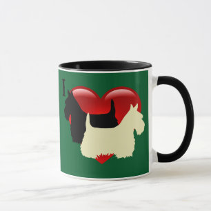 Mug Silhouette de cœur de Terrier écossais noir/roux