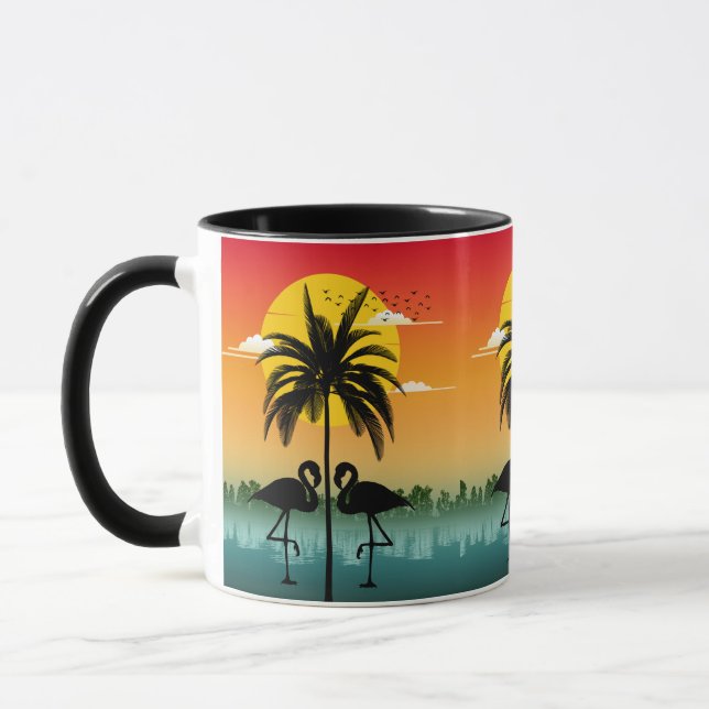 Mug Silhouette de coucher de soleil Amoureux de flaman (Gauche)