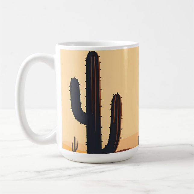 Mug Silhouette de coucher de soleil sur un cactus du d (Gauche)