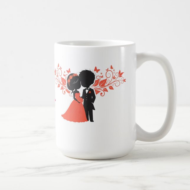 Mug Silhouette de couple de mariage romantique (Droite)