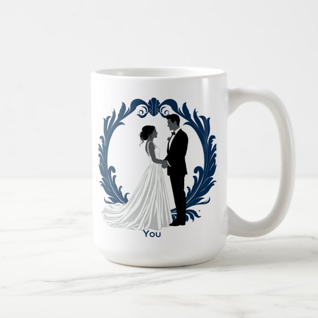 Mug Silhouette de couple de mariés se tenant la main (Droite)
