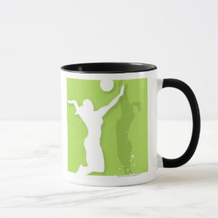 Mug Silhouette de deux femmes jouant au volleyball