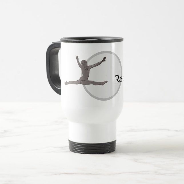 Mug - Silhouette de gymnaste avec nom (Devant gauche)