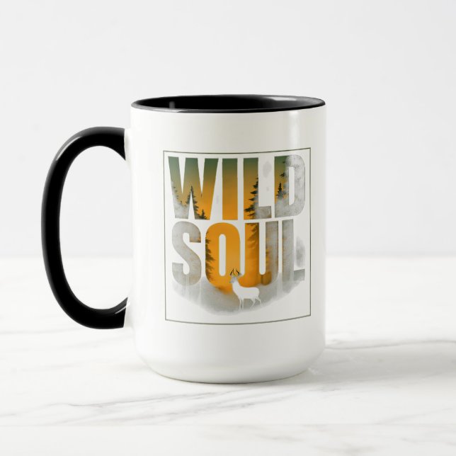 Mug Silhouette de la Forêt de Cerfs-de-Sauvage (Gauche)