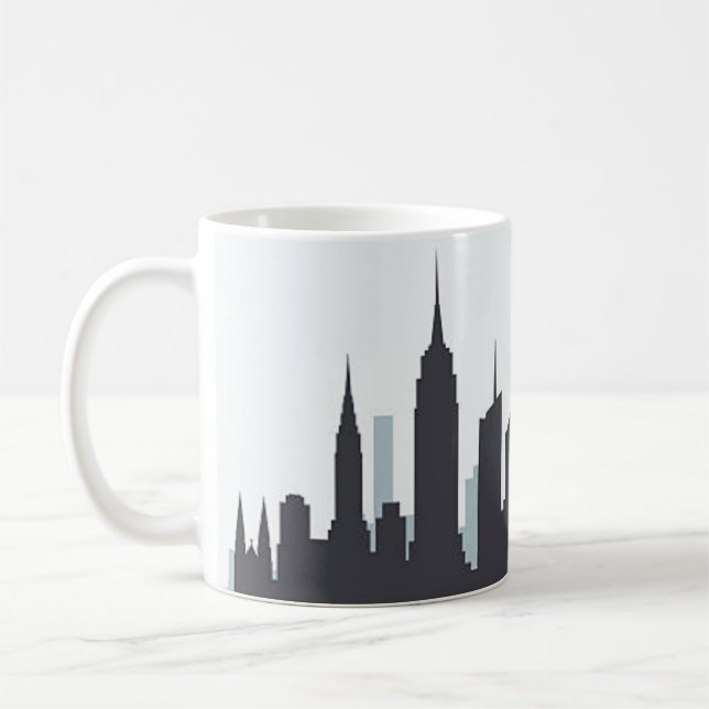 Mug Silhouette de la skyline de New York Script élégan (Gauche)