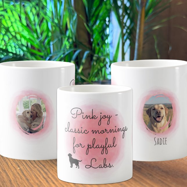 Mug Silhouette de Labrador Retriever Rose Pastel Perso (Créateur téléchargé)