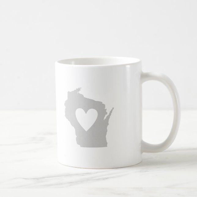 Mug Silhouette de l'état du Wisconsin du coeur (Droite)