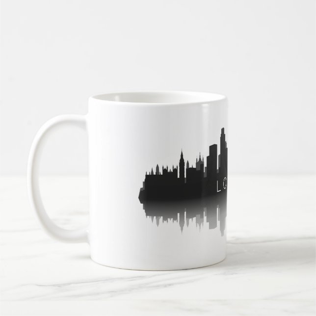 Mug Silhouette de l'horizon de Londres – Noir et Blanc (Gauche)
