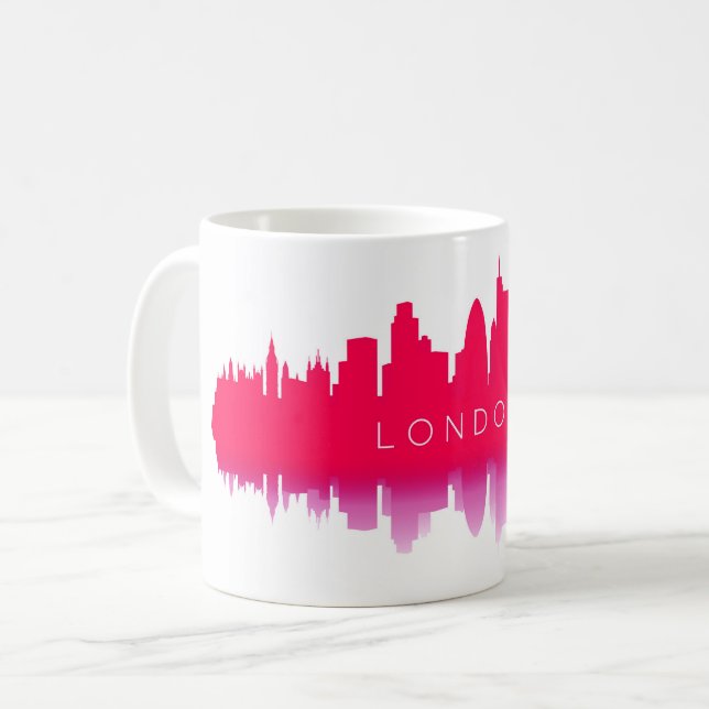 Mug Silhouette de l'horizon de Londres – Rouge Moderne (Devant gauche)