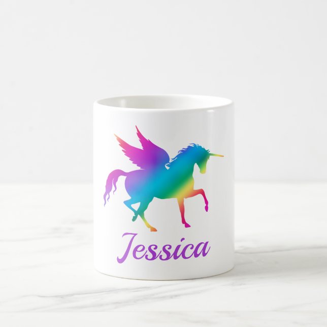 Mug Silhouette de licorne dégradé arc-en-ciel pour enf (Centre)
