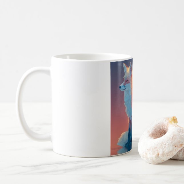 Mug Silhouette de loup géométrique | Faune polygonale  (Avec donut)