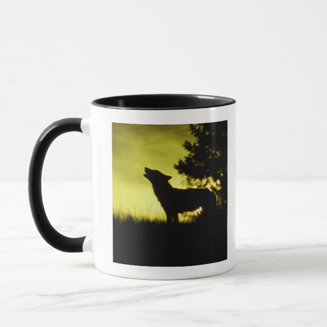 Mug Silhouette de loup hurlant (Gauche)