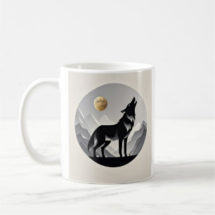 Mug Silhouette de loup lisse noir gris minimaliste
