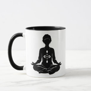Mug Silhouette de méditation avec symbole de pleine co