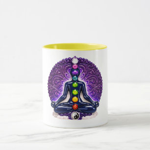 Mug Silhouette de méditation de chakra de yoga coloré