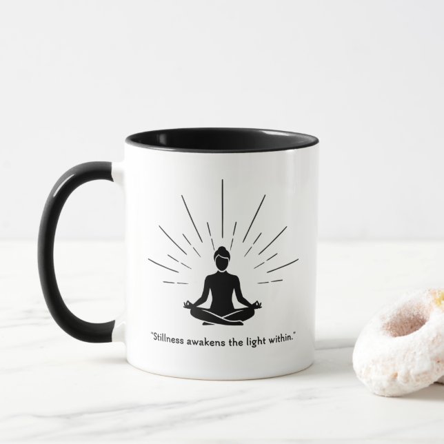 Mug Silhouette de méditation radiante (Avec donut)