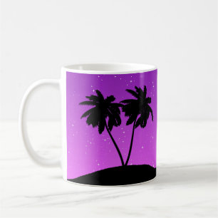 Mug Silhouette de palmier contre violet crépusculaire