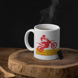 Mug Silhouette de pilote de moto cross rouge