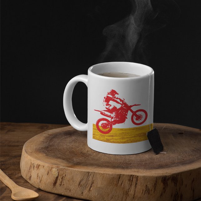 Mug Silhouette de pilote de moto cross rouge (Créateur téléchargé)