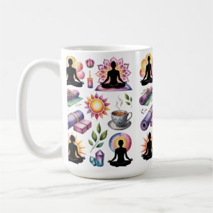 Mug Silhouette de pose de yoga accent floral mandala l