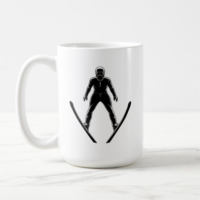 Mug Silhouette de sauteur à ski (Gauche)