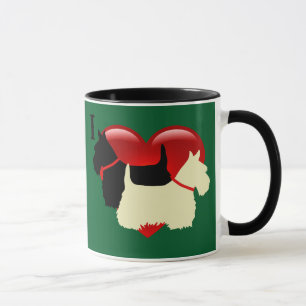 Mug Silhouette de Scottish Terrier noir/blé dans un cœ