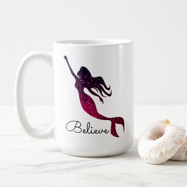 Mug Silhouette de sirène mauve inspirationnelle (Avec donut)