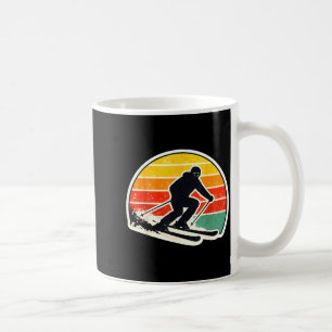 Mug Silhouette de skieur au coucher du soleil vintage 