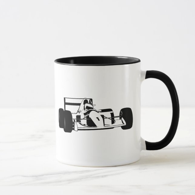 Mug Silhouette de voiture de course noir et blanc (Droite)