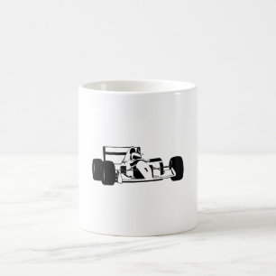 Mug Silhouette de voiture de course noir et blanc