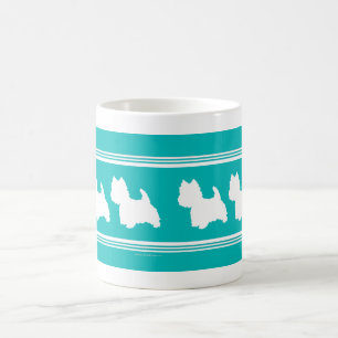 Mug Silhouette de Westie sur turquoise