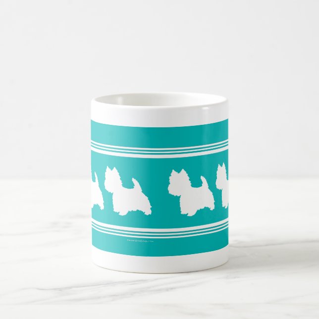 Mug Silhouette de Westie sur turquoise (Centre)
