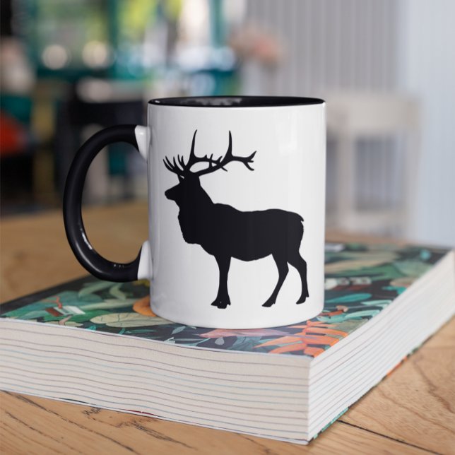 Mug Silhouette d'élan (Add text to create your own souvenir coffee cup.)