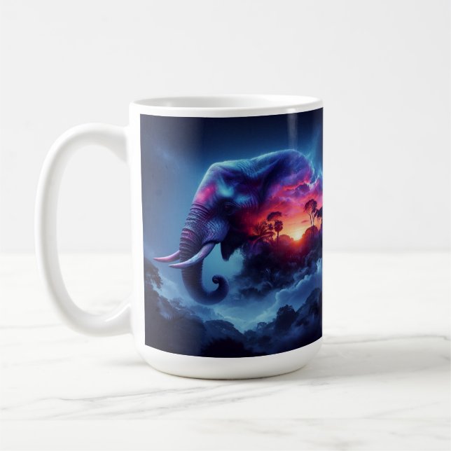 Mug Silhouette d'éléphant Coucher de soleil vibrant Sa (Gauche)